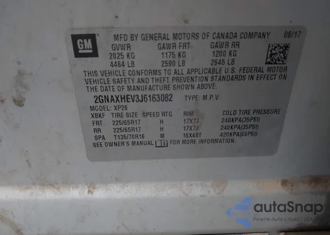 2018 Chevrolet Equinox Ls z USA, uszkodzony, nr VIN 2GNAXHEV3J6163082